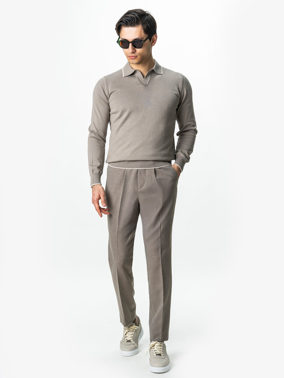 Pulover Polo Barbati Bej Din Bumbac Natural BMan0031 (4)