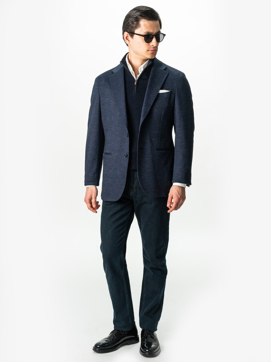 Sacou Confortabil Barbati Albastru Bleumarin Din Bumbac Cu Lana BMan0008 (7)