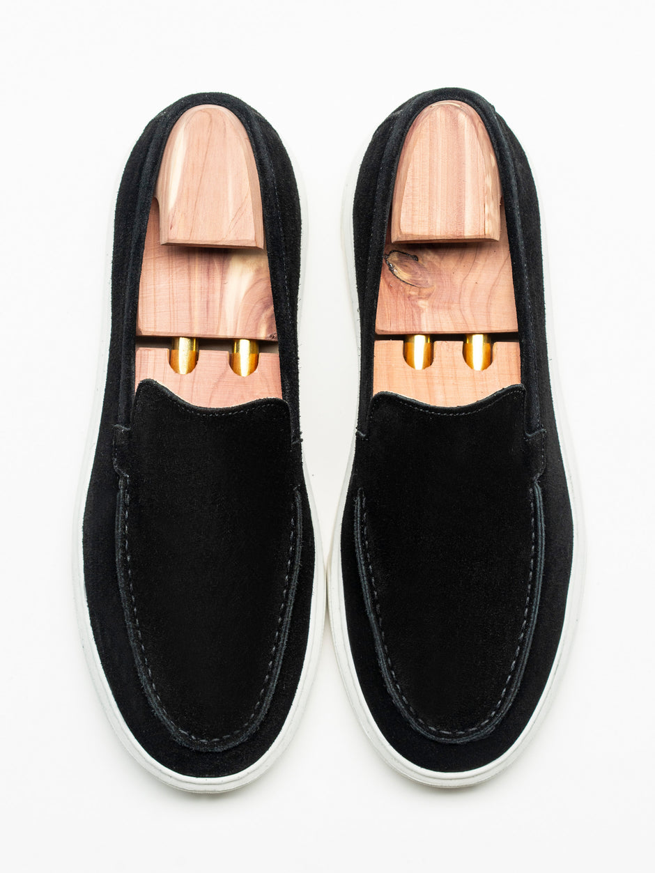 Mocasini Smart Casual Barbati Negri Din Piele Intoarsa BMan223 (5)