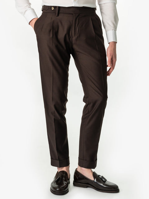 Pantaloni Barbati Design Gurkha Maro Cafeniu Din Stofa Confort BMan703