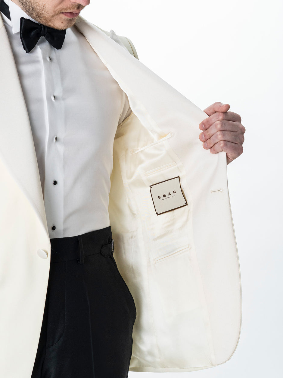 Costum Barbati Ceremonie Smoking Crem Lana Vitale Barberis Super110 BMan341 (8)