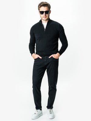 Blugi Barbati Negri Cu Gri Sters Comfort Fit BMan0001