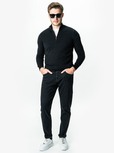 Blugi Barbati Negri Cu Gri Sters Comfort Fit BMan0001