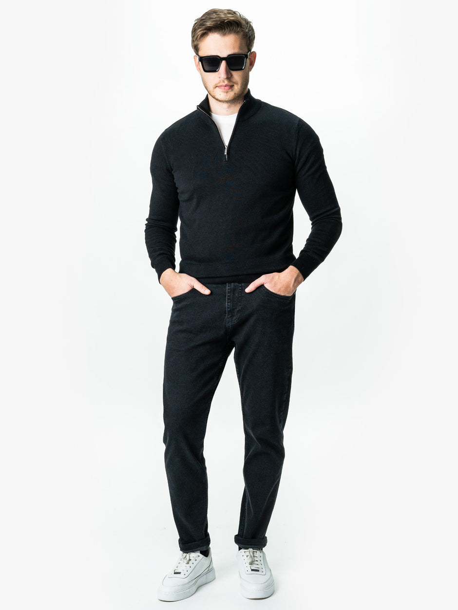 Blugi Barbati Gri Inchis Simplu Comfort Fit All Season BMan0001 (2)