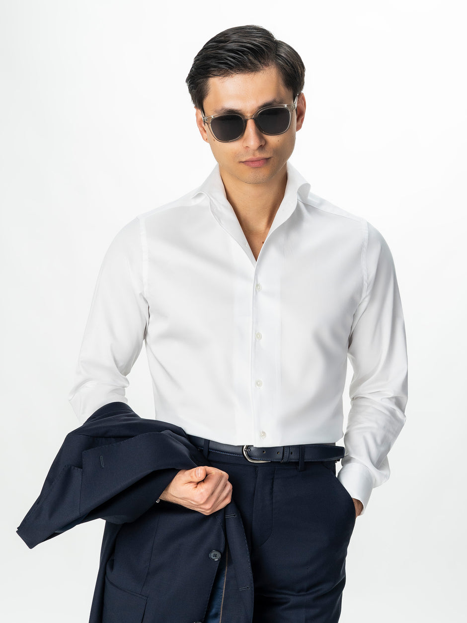 Camasa Barbati Alba Bumbac Stretch Guler One Piece Spread BMan0404 (9)