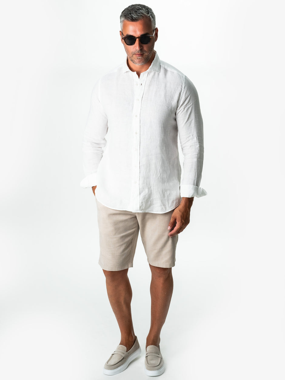 Camasa Alba De Vara Din 100% IN Natural Bărbați Confortabilă  BMan855 (6)