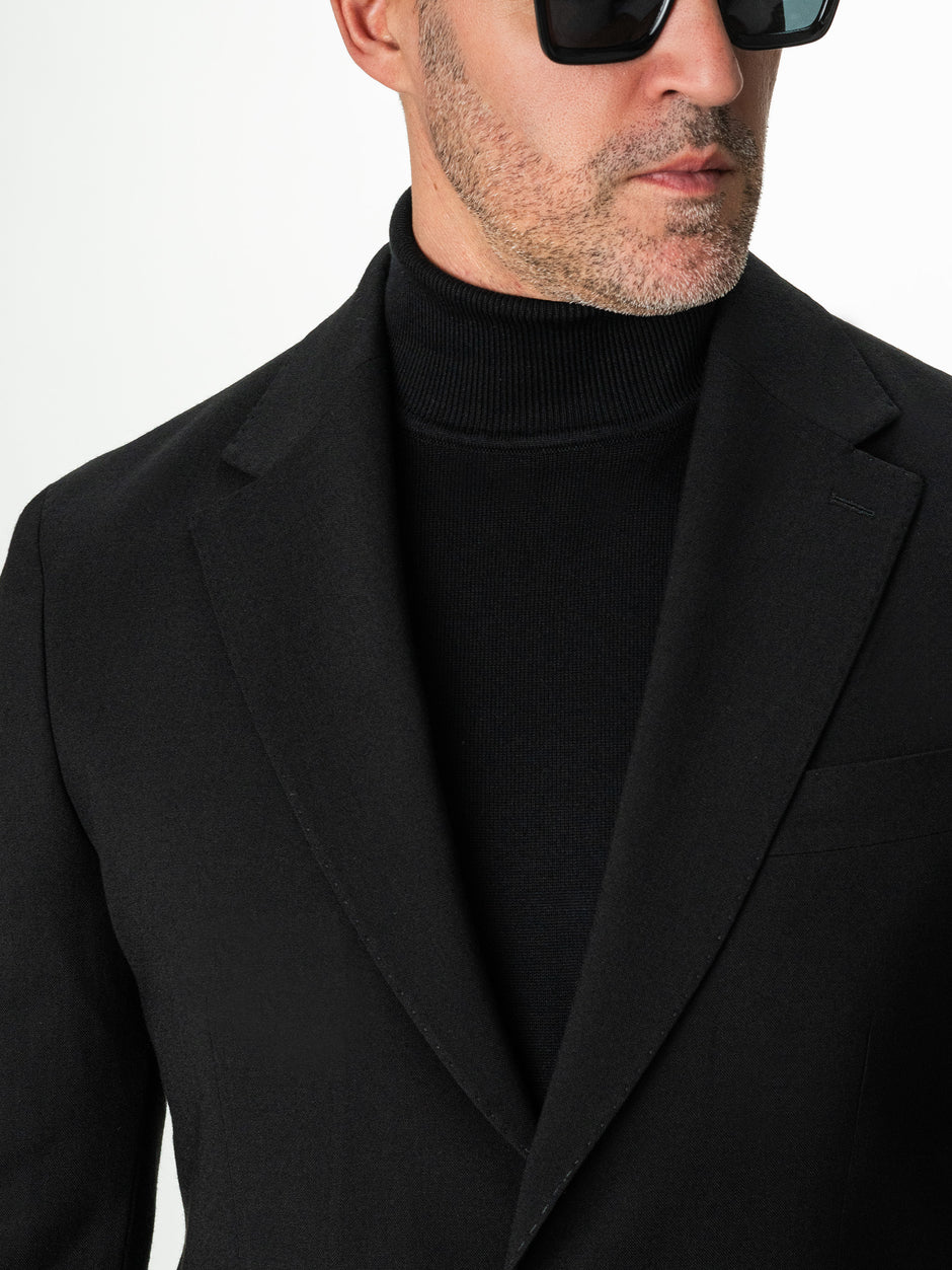 Costum Negru Barbati Oxford 100% Lana Vitale Barberis Super 110's BMan0054 (3)