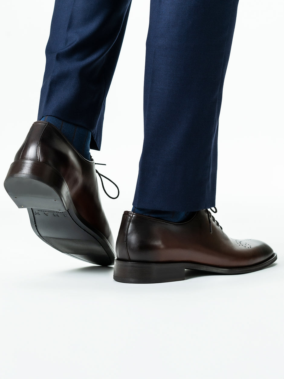 Pantofi Eleganti Barbati Oxford Maro Pictat Manual Piele Naturala BMan0412 (4)
