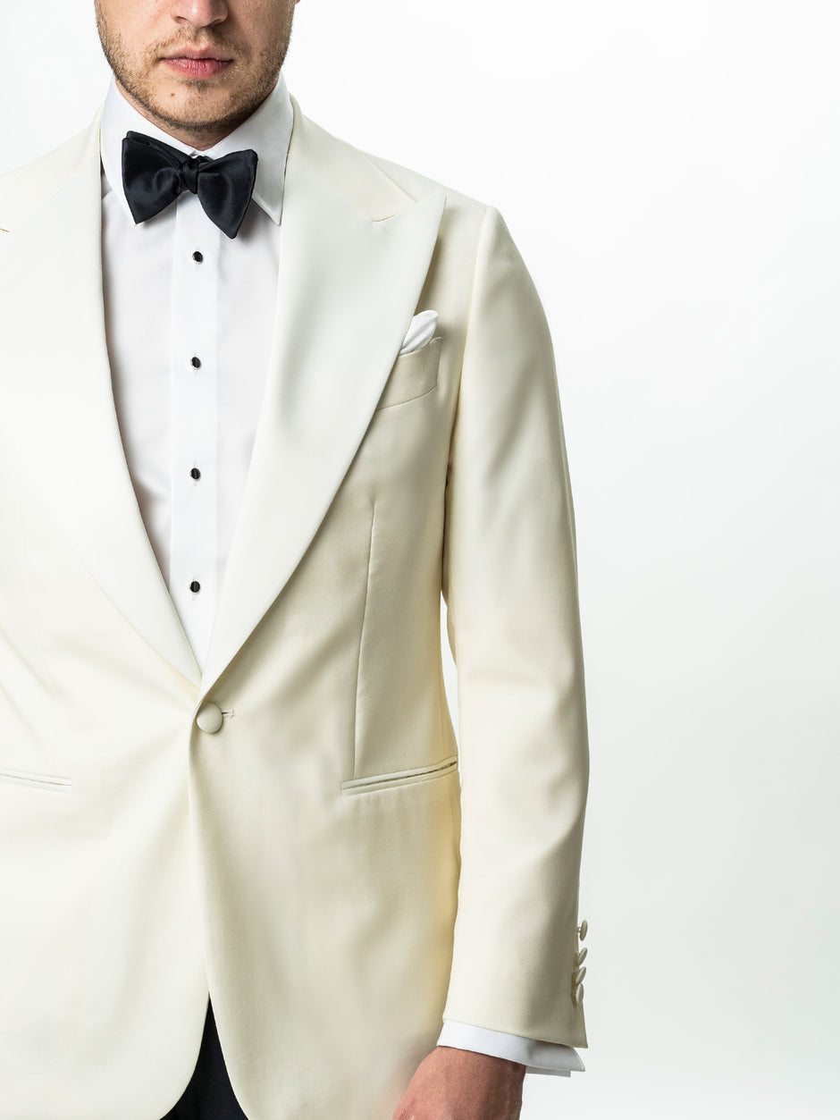 Costum de Mire Smoking Alb Ivory Lana VBC Super110's BMan341 (4)