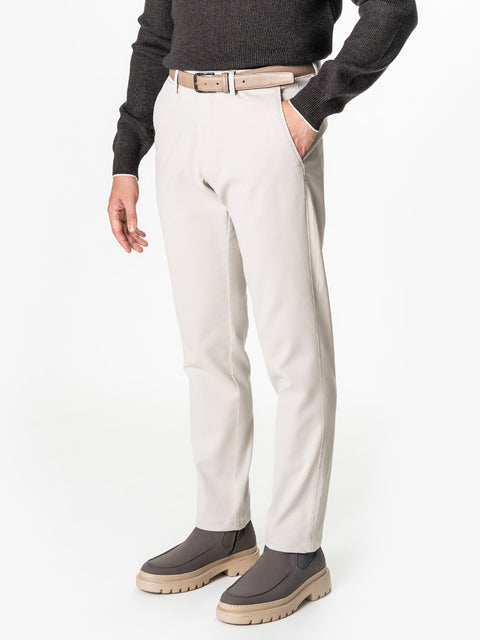 Pantaloni Chino Barbati Crem Bumbac Cu Tencel BMan0130