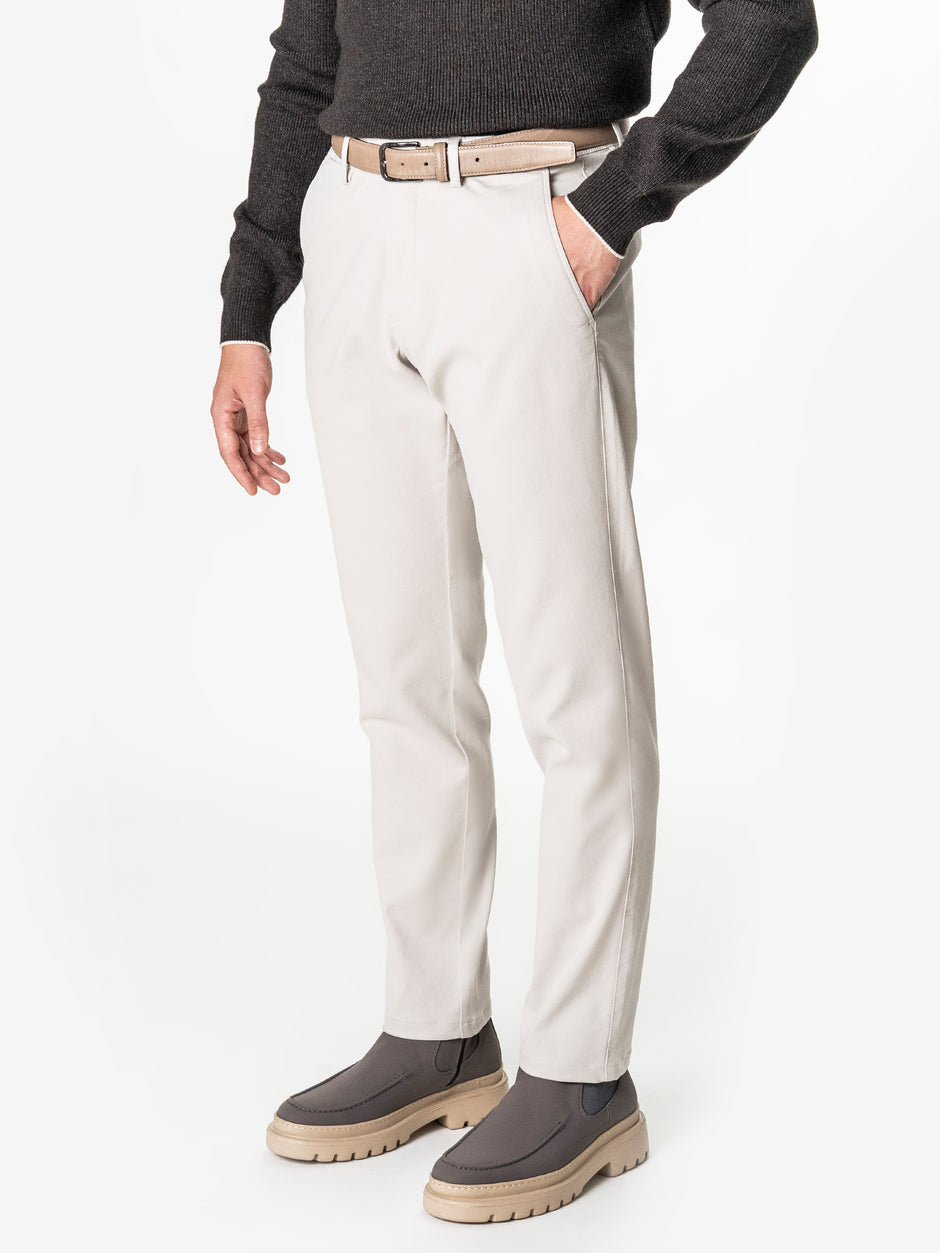 Pantaloni Chino Barbati Crem Bumbac Cu Tencel BMan0130 (1)