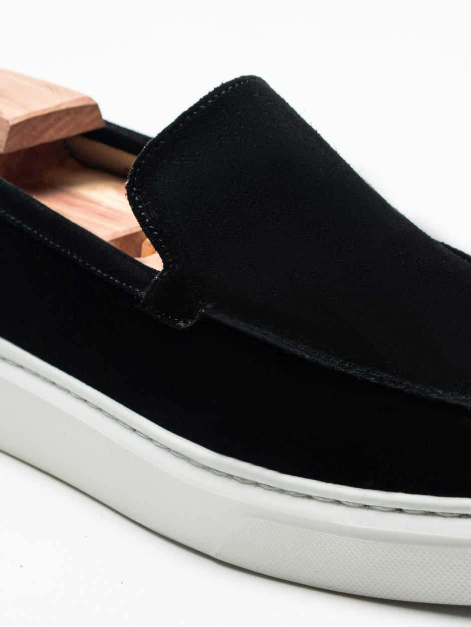 Mocasini Smart Casual Barbati Negri Din Piele Intoarsa BMan223 (6)
