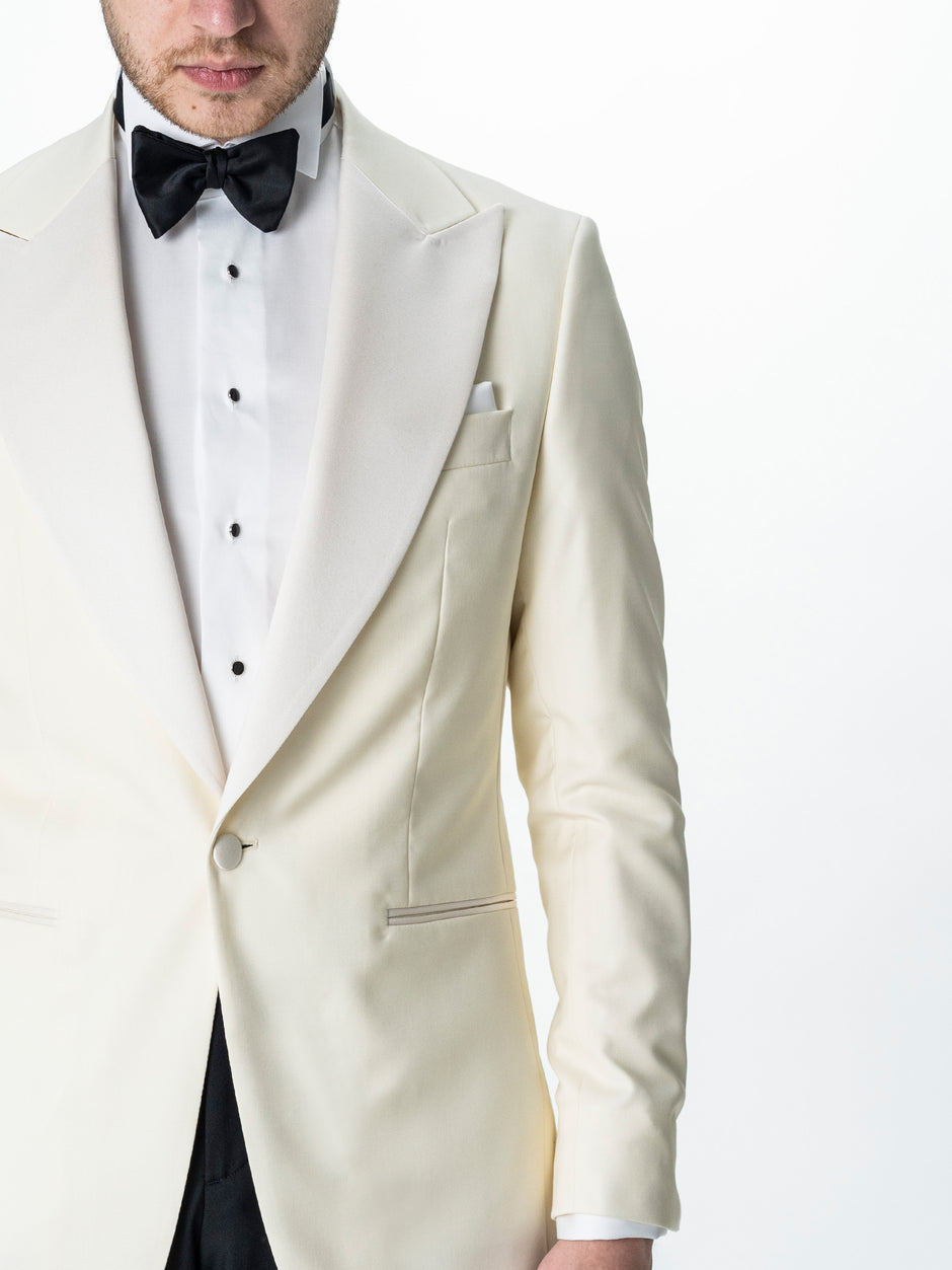 Costum Barbati Ceremonie Smoking Crem Lana Vitale Barberis Super110 BMan341 (7)