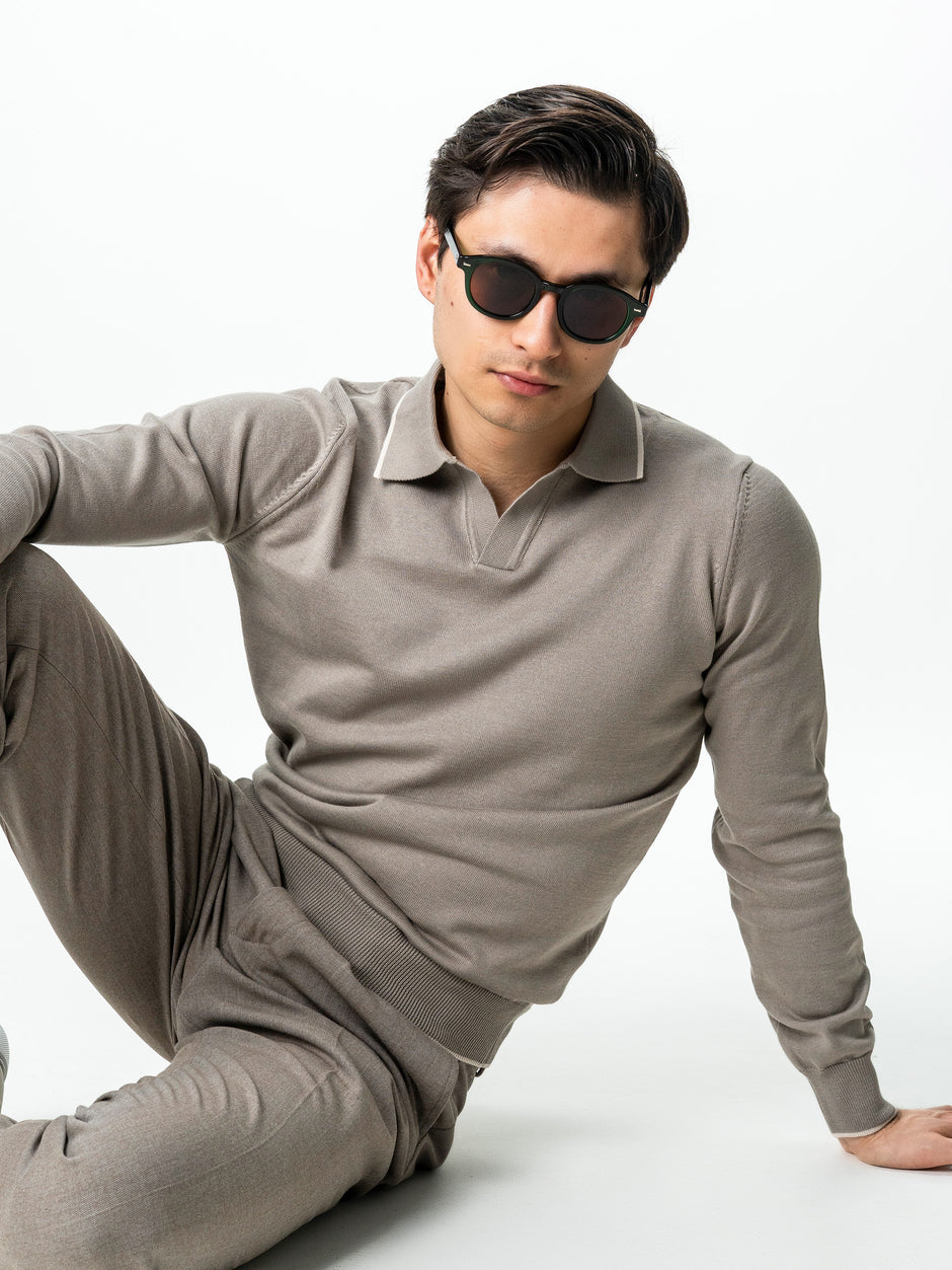 Pulover Polo Barbati Bej Din Bumbac Natural BMan0031 (5)
