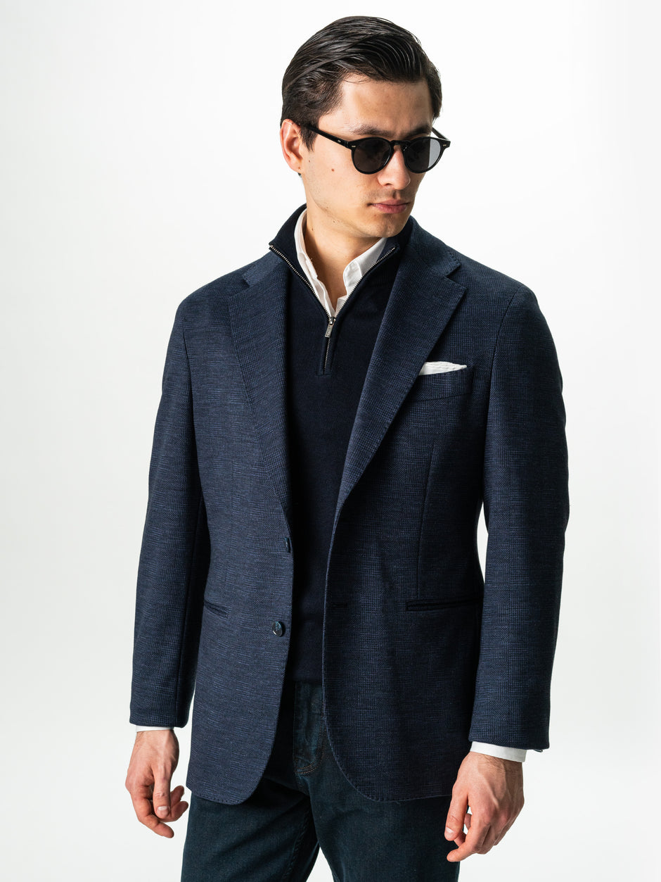 Sacou Confortabil Barbati Albastru Bleumarin Din Bumbac Cu Lana BMan0008 (1)