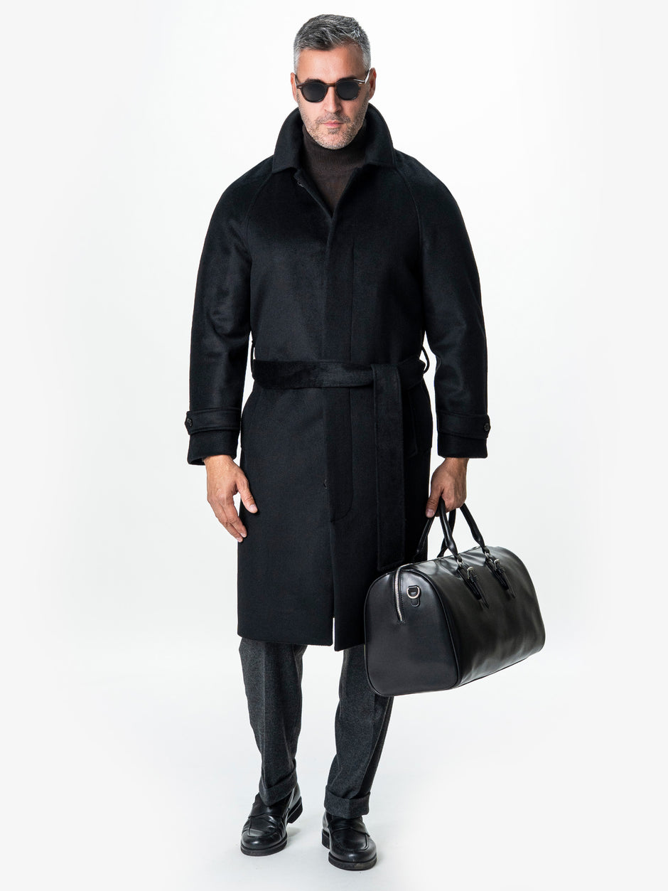 Palton Barbati Iarna Negru 100% Lana BMan0006 (5)