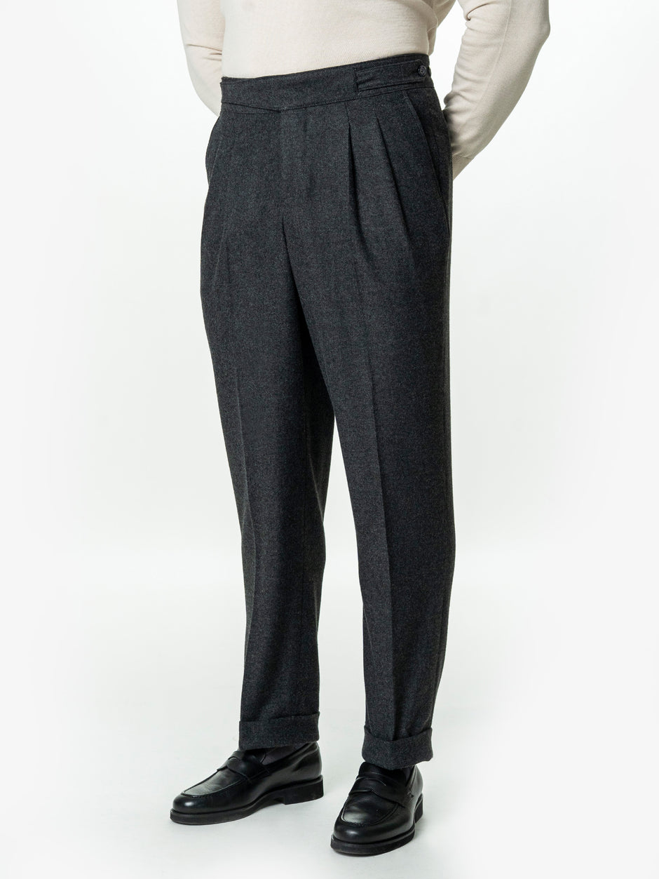 Pantaloni Barbati Negri Model Gurkha Din Lana Herringbone BMan725 (5)