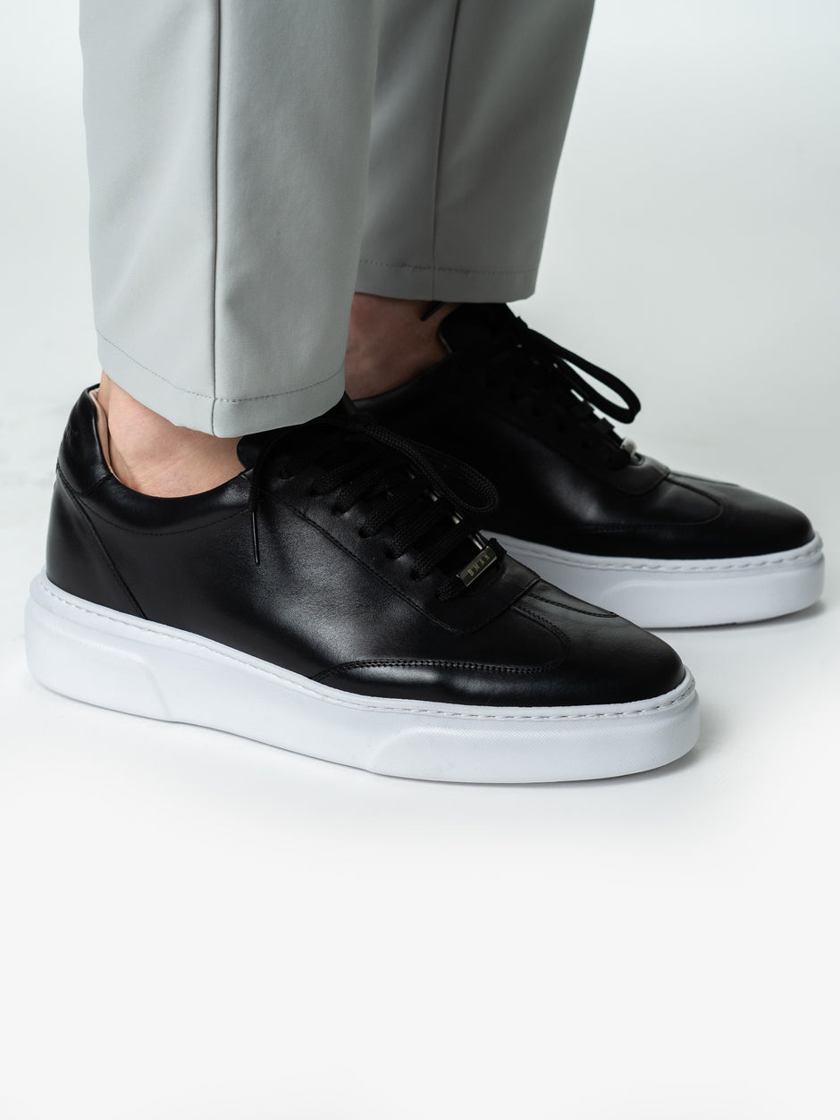 Pantofi Casual Barbati Sneakers Negru Din Piele Naturala BMan0349 (8)