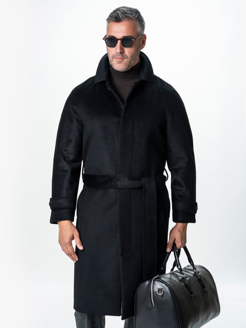 Palton Barbati Iarna Negru 100% Lana BMan0006
