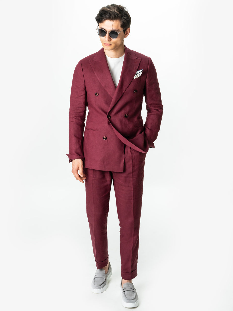 Costum Rosu Visina Putreda Barbati Vitale Barberis Vara Din In Natural BMan0049 (9)