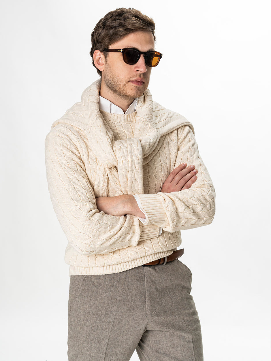 Pulover Barbati Off-White Torsade 100% Bumbac BMan0105 (7)