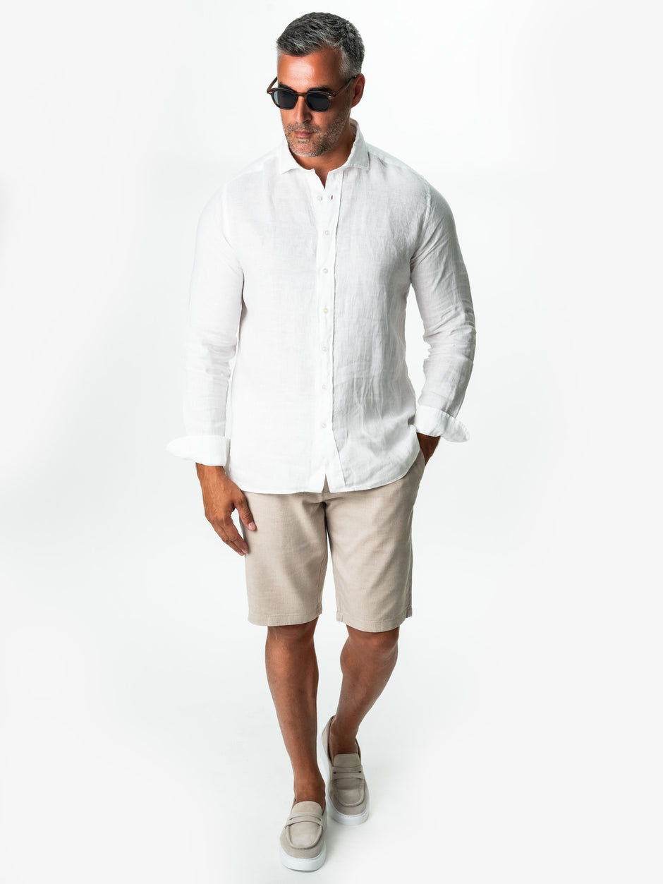 Camasa Alba De Vara Din 100% IN Natural Bărbați Confortabilă  BMan855 (3)