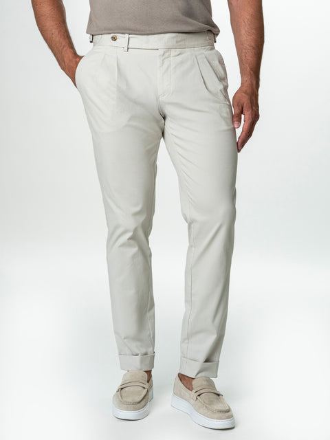 Pantaloni Barbati Gri Deschis Gurkha Cu Pense Barbati Bumbac All Season BMan0021