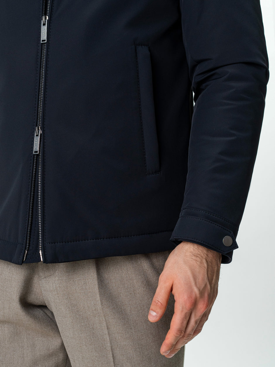 Geaca Barbati Toamna Iarna Bleumarin Guler Blana Naturala BMan0003 (9)