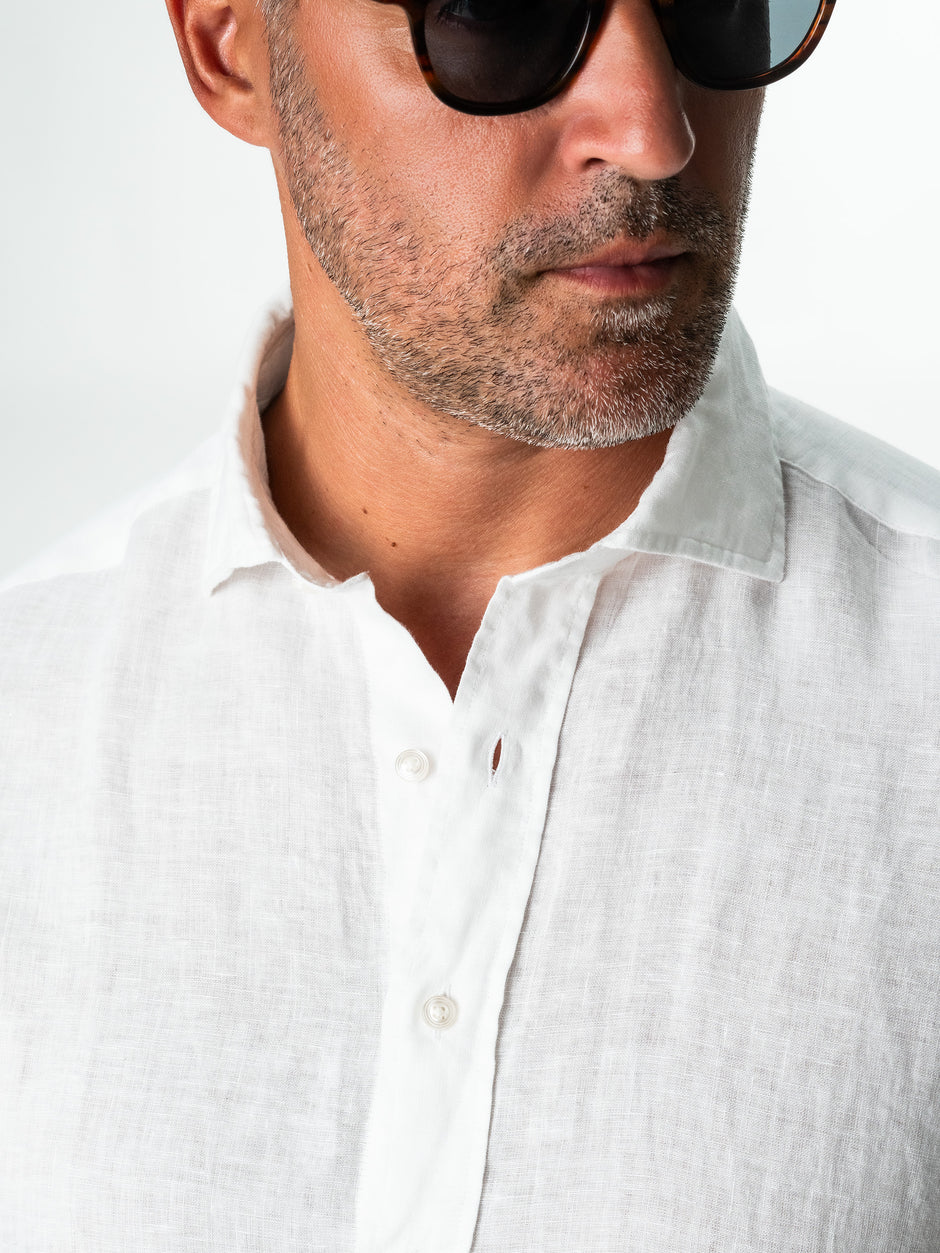 Camasa Alba De Vara Din 100% IN Natural Bărbați Confortabilă  BMan855 (2)
