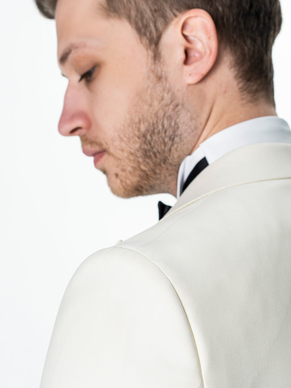 Costum Barbati Ceremonie Smoking Crem Lana Vitale Barberis Super110 BMan341 (9)