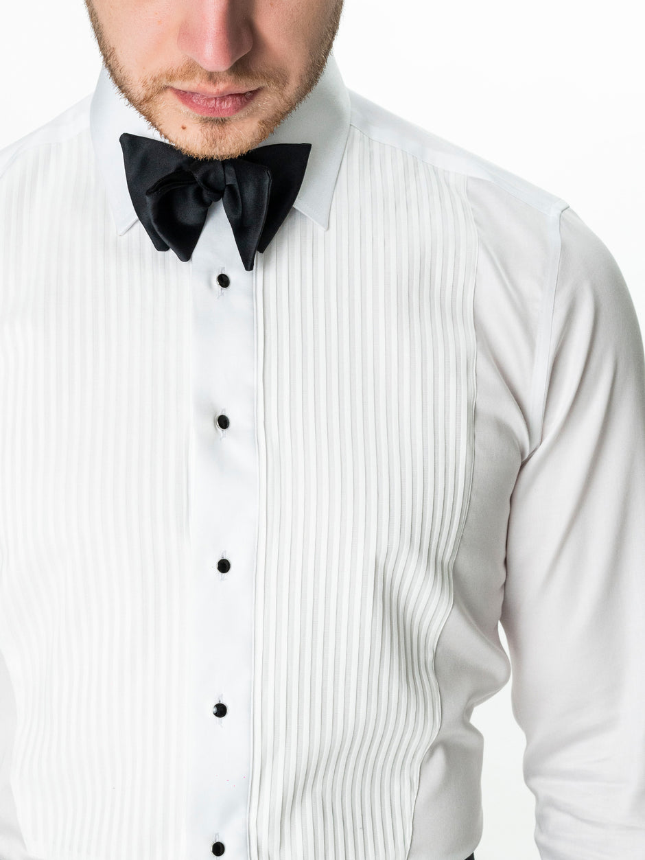 Camasa Alba Mire Barbati De Ceremonie Cu Plastron BMan0046 (3)