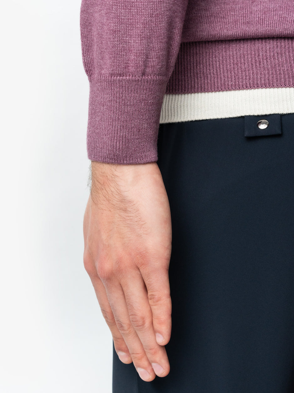 Pulover Barbati Casual Din Bumbac Mov Lila Guler Circular Dublat BMan0011 (4)