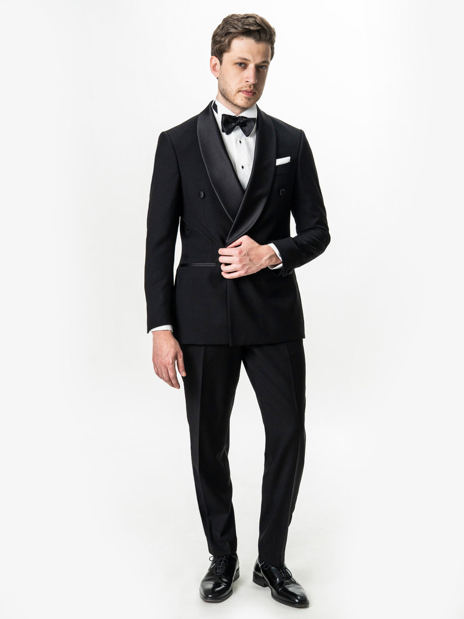 Costum Barbati Negru de Ceremonie 100% Lana Cerruti Super130's BMan382 (6)