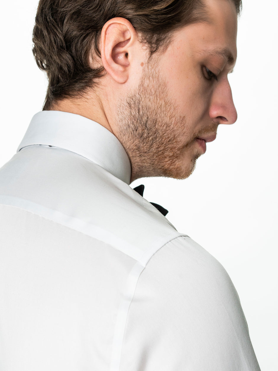 Camasa Alba Mire Barbati De Ceremonie Cu Plastron BMan0046 (7)