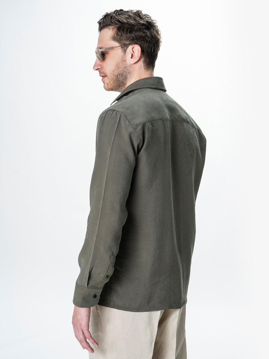 Camasa Barbati Verde Comfort Fit Tesatura Modal BMan0100 (7)