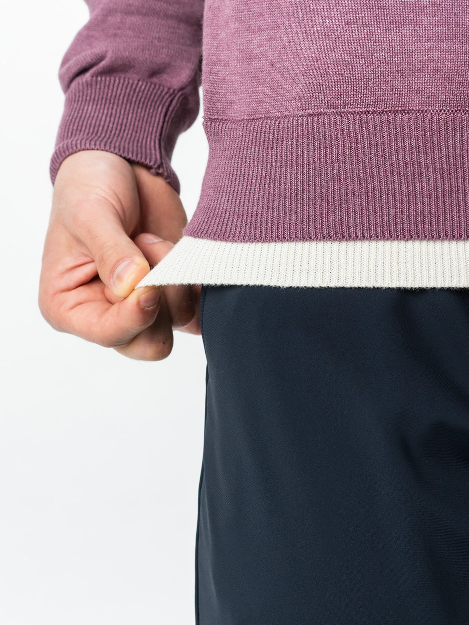 Pulover Barbati Casual Din Bumbac Mov Lila Guler Circular Dublat BMan0011 (7)