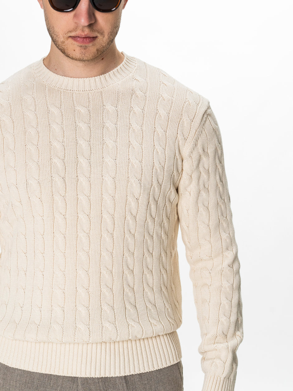 Pulover Barbati Off-White Torsade 100% Bumbac BMan0105 (6)