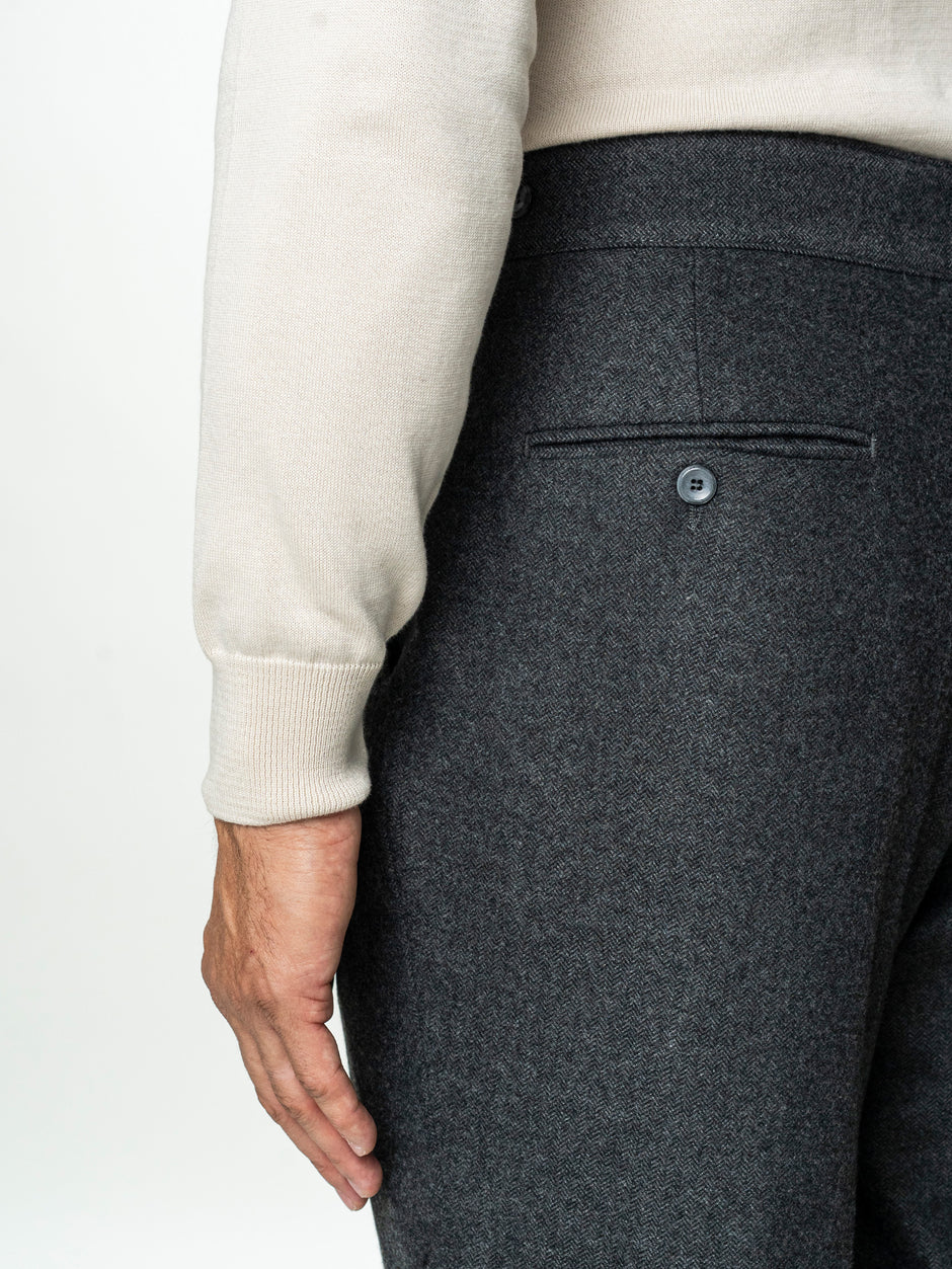 Pantaloni Barbati Negri Model Gurkha Din Lana Herringbone BMan725 (7)