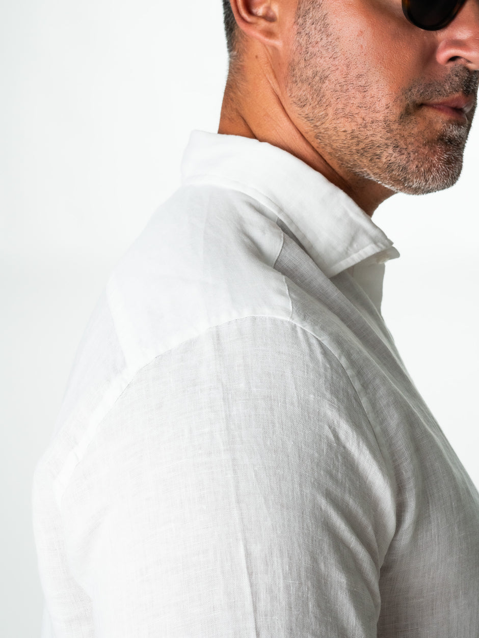 Camasa Alba De Vara Din 100% IN Natural Bărbați Confortabilă  BMan855 (7)