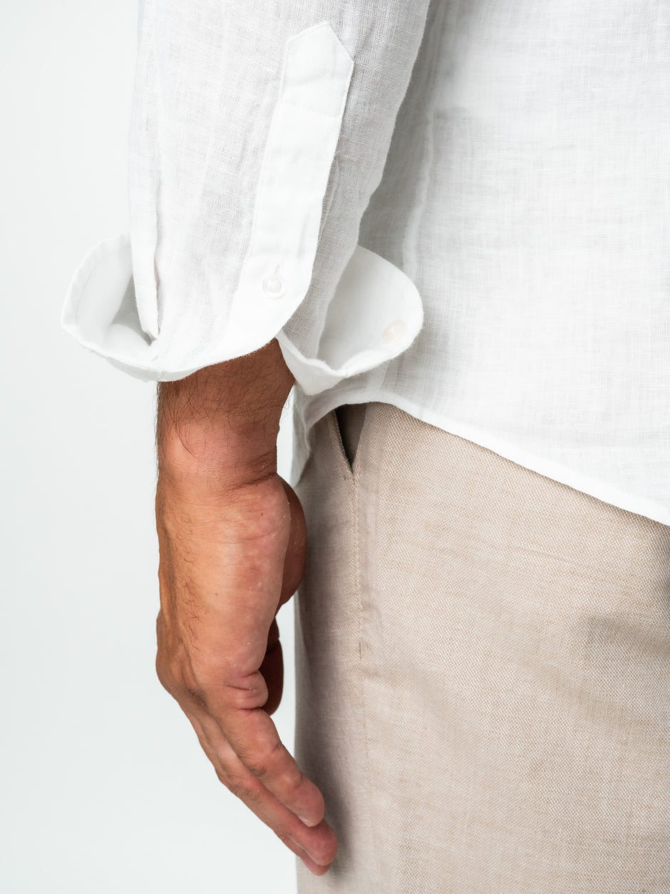 Camasa Alba De Vara Din 100% IN Natural Bărbați Confortabilă  BMan855 (4)