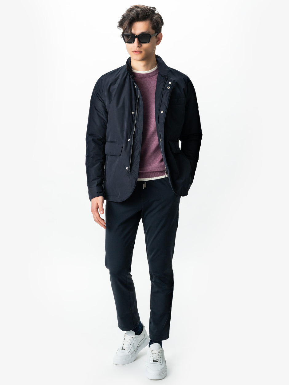 Pulover Barbati Casual Din Bumbac Mov Lila Guler Circular Dublat BMan0011 (8)