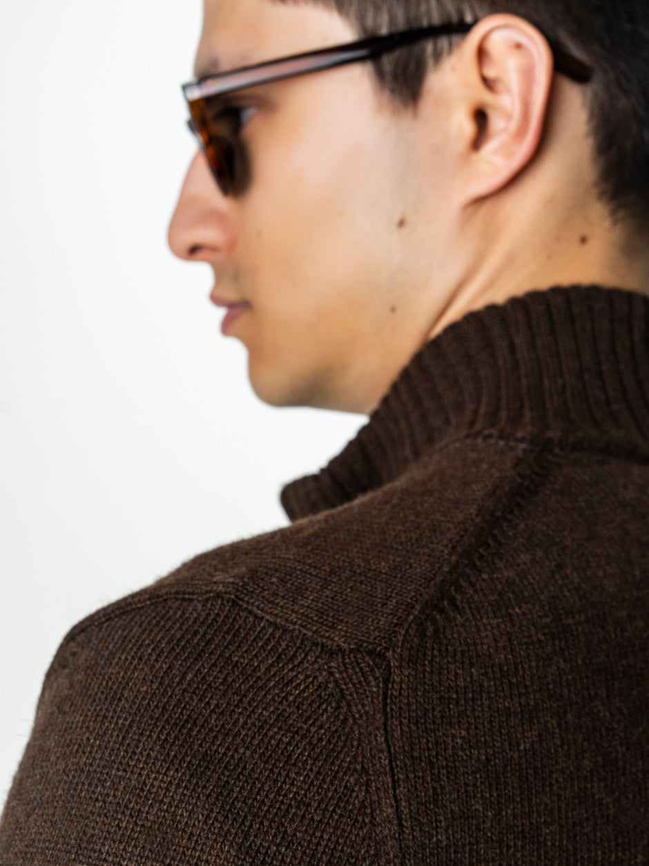 Pulover Barbati Cafeniu Cu Fermoar 100% Lana Lambswool BMan0035 (6)