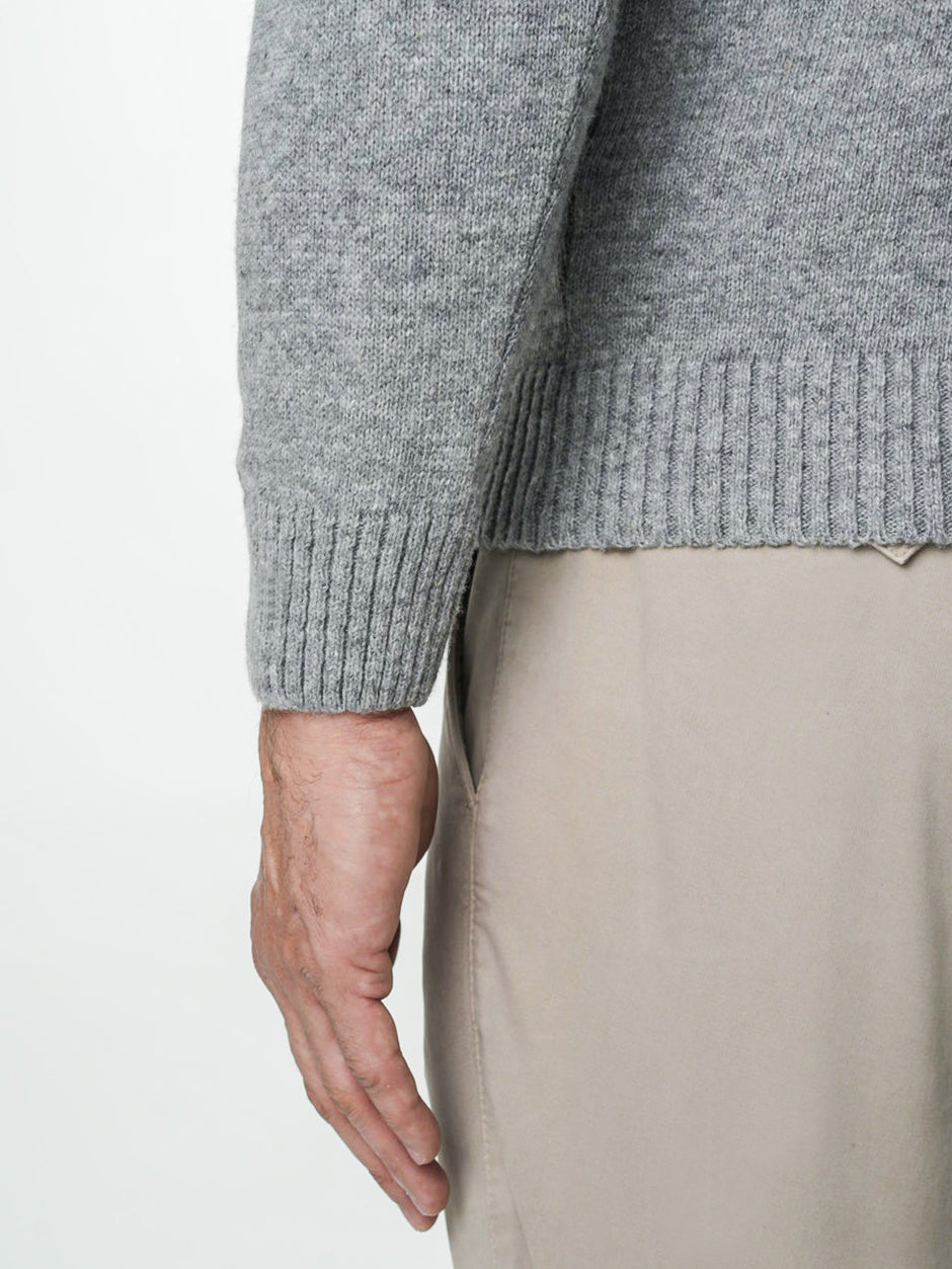 Pulover Gri Barbati 100% Lana Lambswool Cu Fermoar BMan0027 (7)