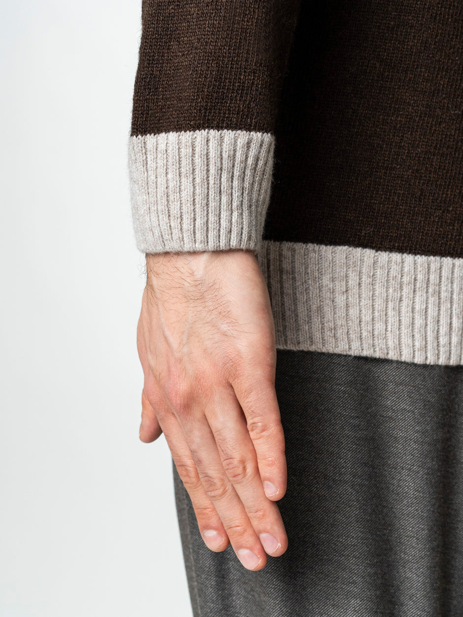 Pulover Barbati Cafeniu Cu Fermoar 100% Lana Lambswool BMan0035 (7)