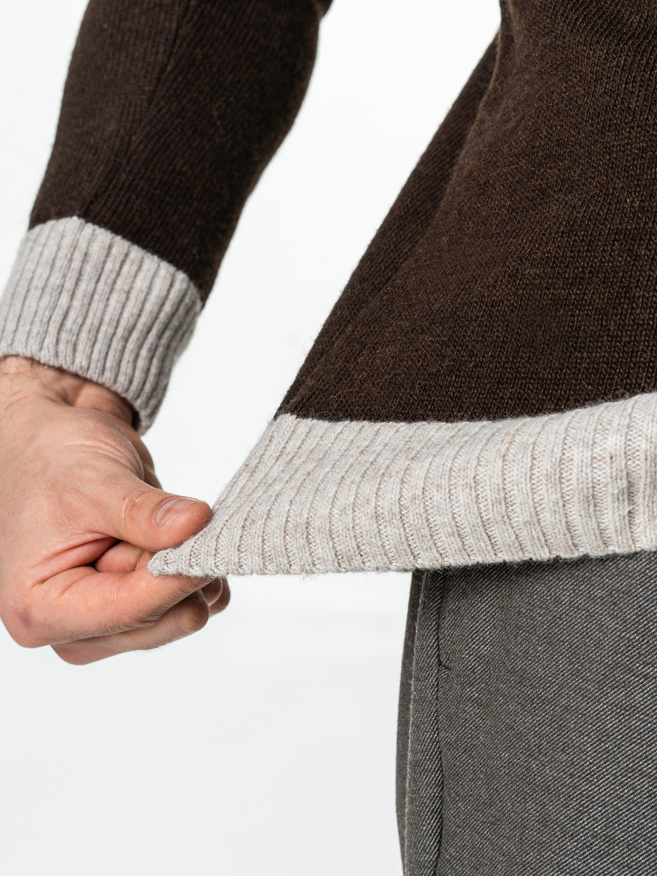 Pulover Barbati Cafeniu Cu Fermoar 100% Lana Lambswool BMan0035 (8)