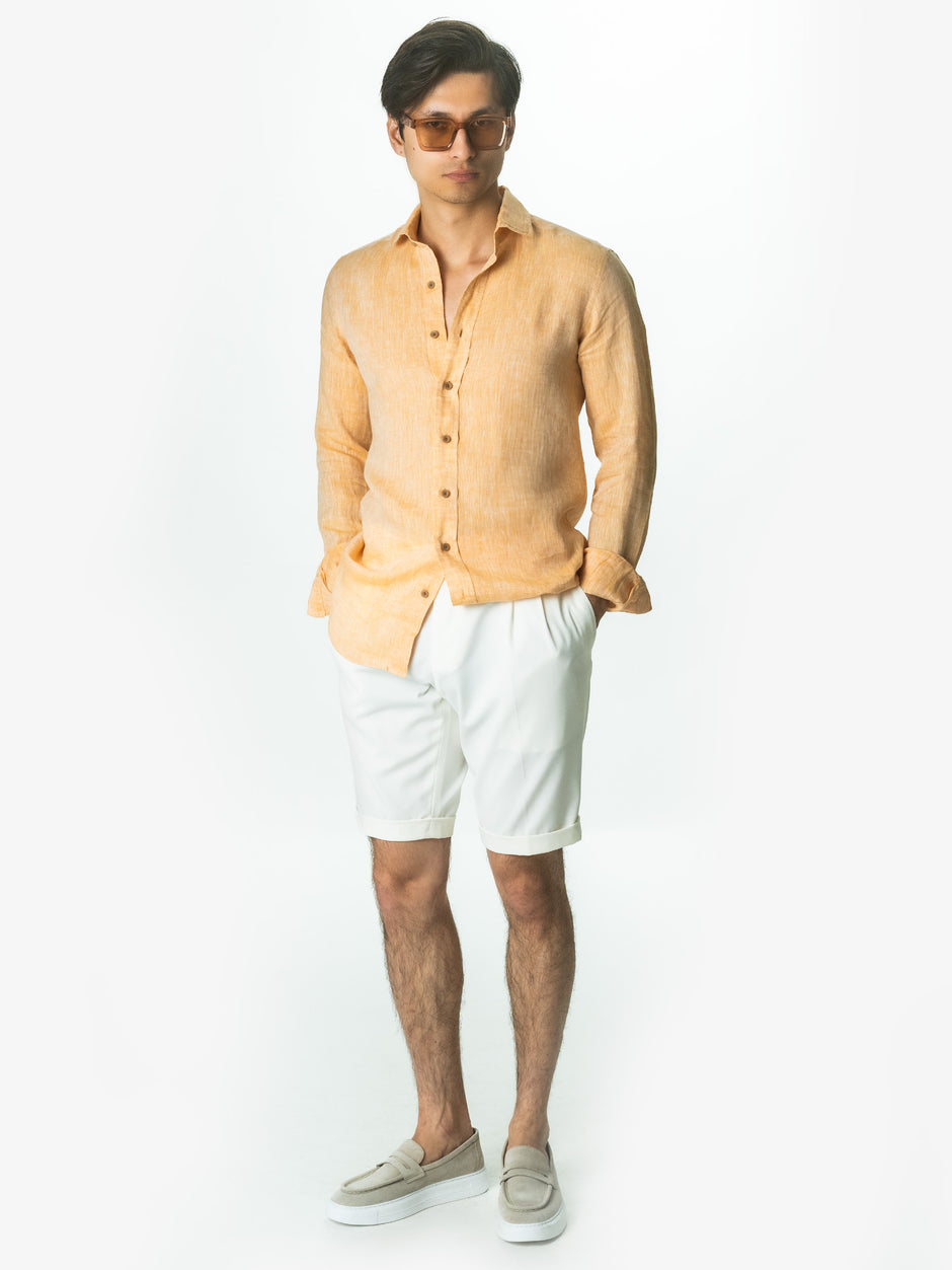 Camasa Vara Barbati Plaja Portocalie Din 100% In Natural BMan855 (2)