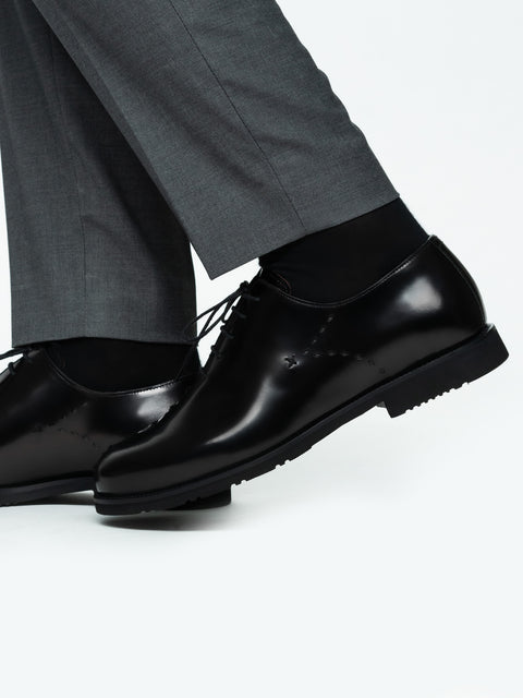 Pantofi Barbati Eleganti Oxford Negri Piele Naturala Prato Insertie Bombeu BMan0405 (2)