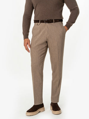Pantaloni Eleganti Barbati Bej din Lana BMan0111
