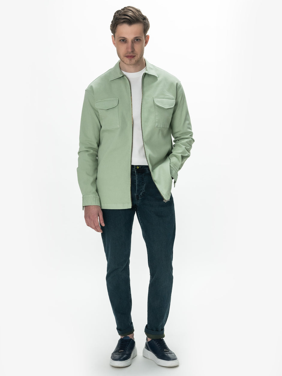 Jacheta Barbati Verde Lime De Primavara Camasa Overshirt 100% Bumbac BMan0041 (4)