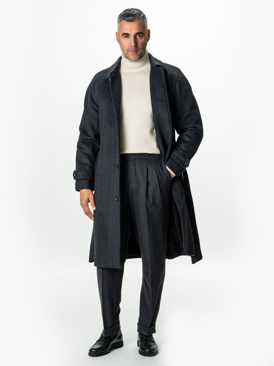 Pantaloni Barbati Negri Model Gurkha Din Lana Herringbone BMan725 (4)
